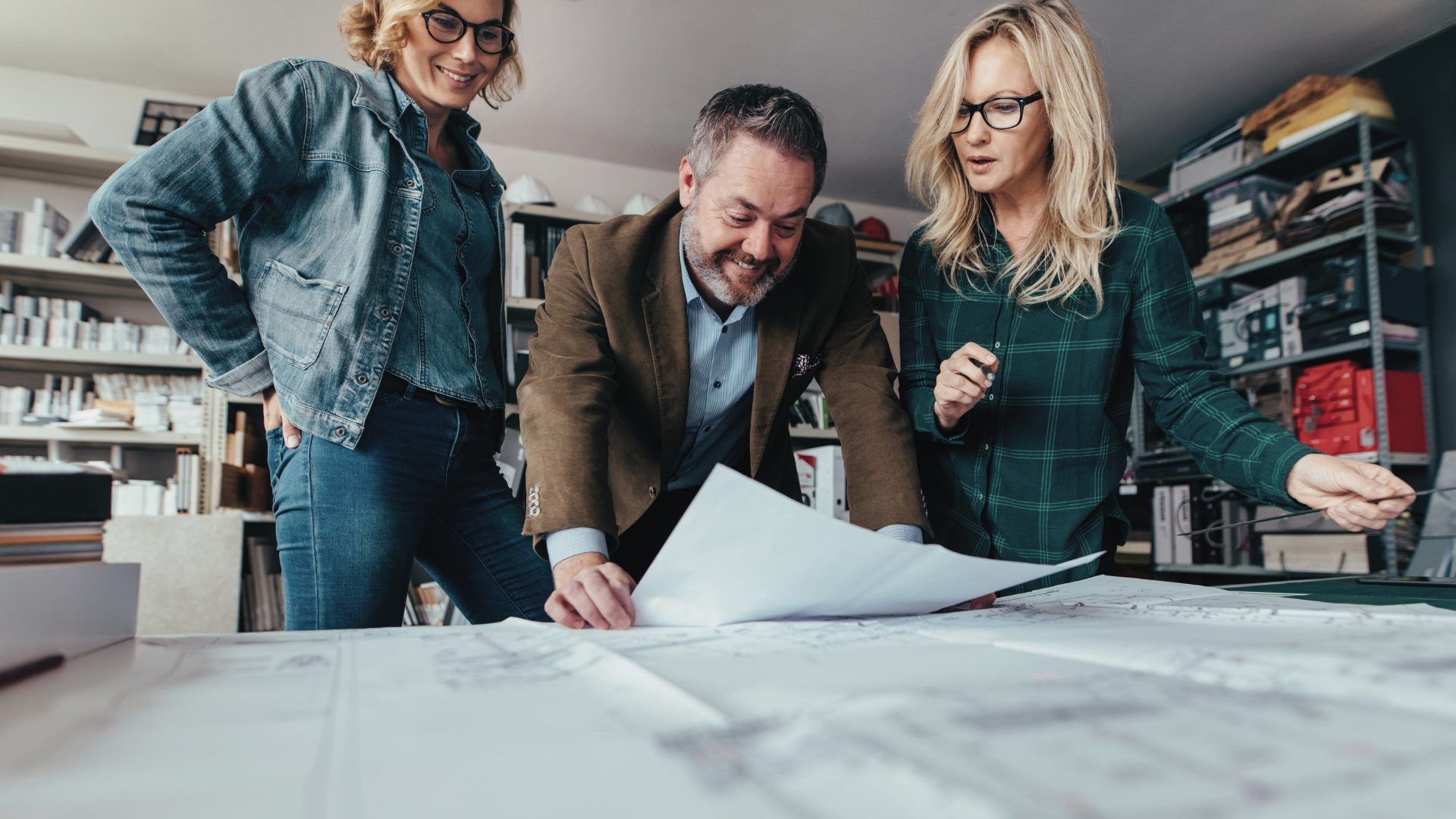 Architects and designers reviewing a project.
